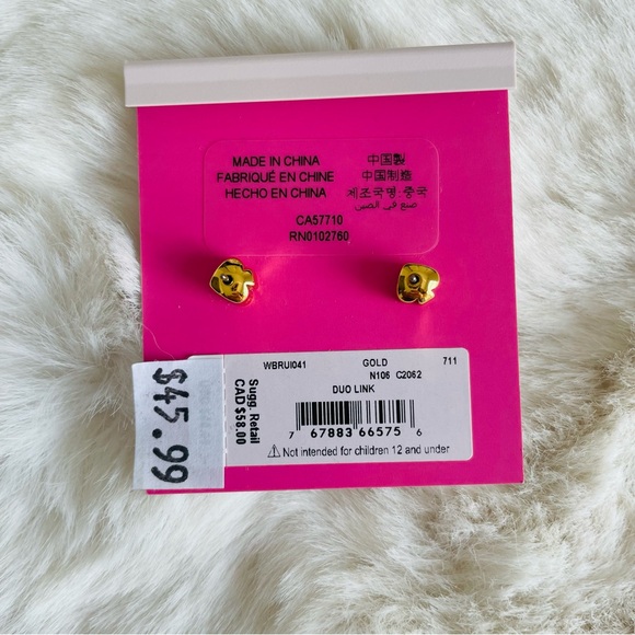 KATE SPADE NWT Gold Duo Heart Link Stud Earrings NWT - Picture 5 of 10